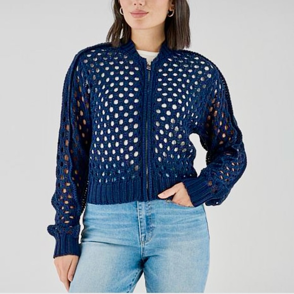 La Joie Crochet Stitch Bomber Jacket - Picture 3 of 8